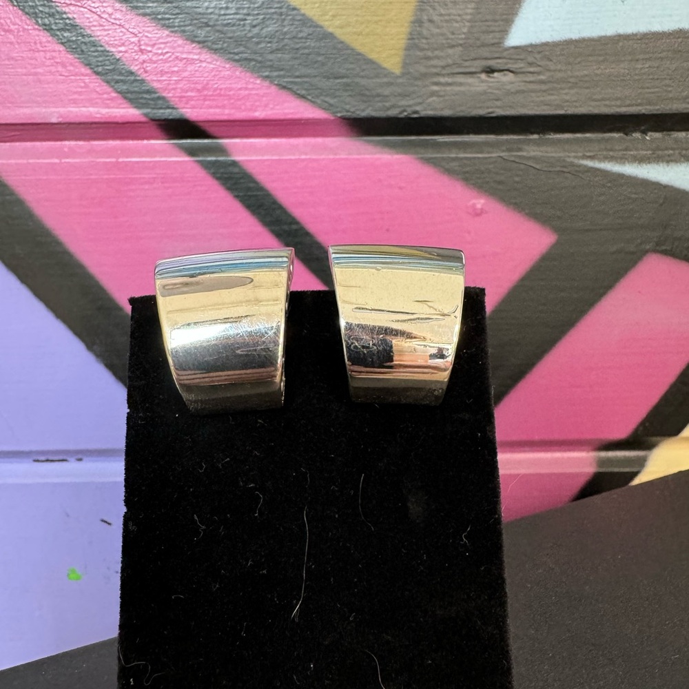 EUC St. John Silvertone Clip Earrings from 1994, retails $295